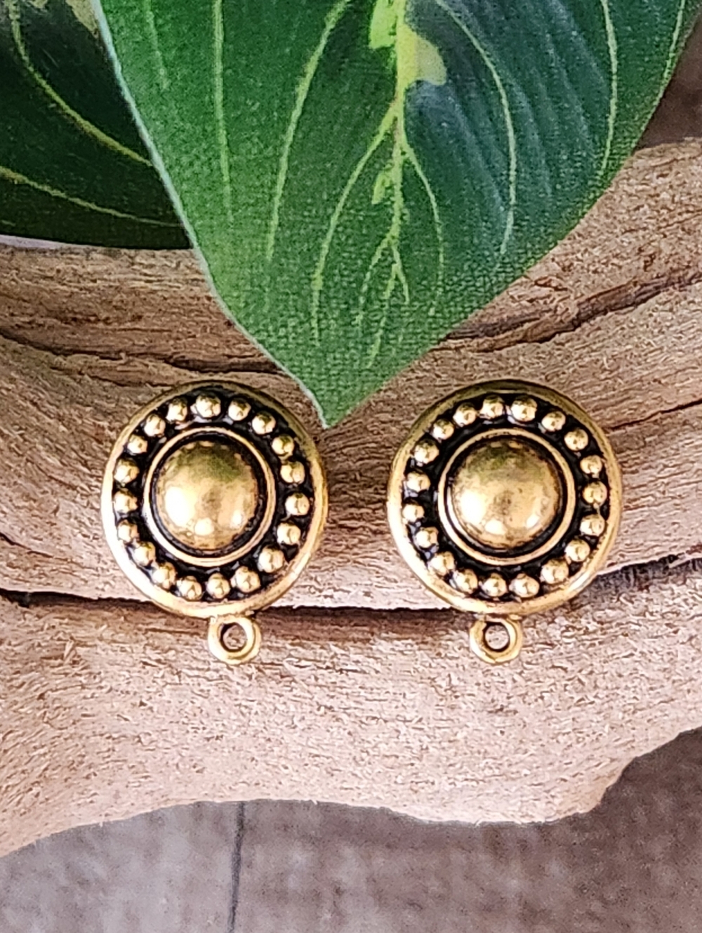 TierraCast Ethnic DesignClip-On Earring Component In an Antiqued Gold Finish